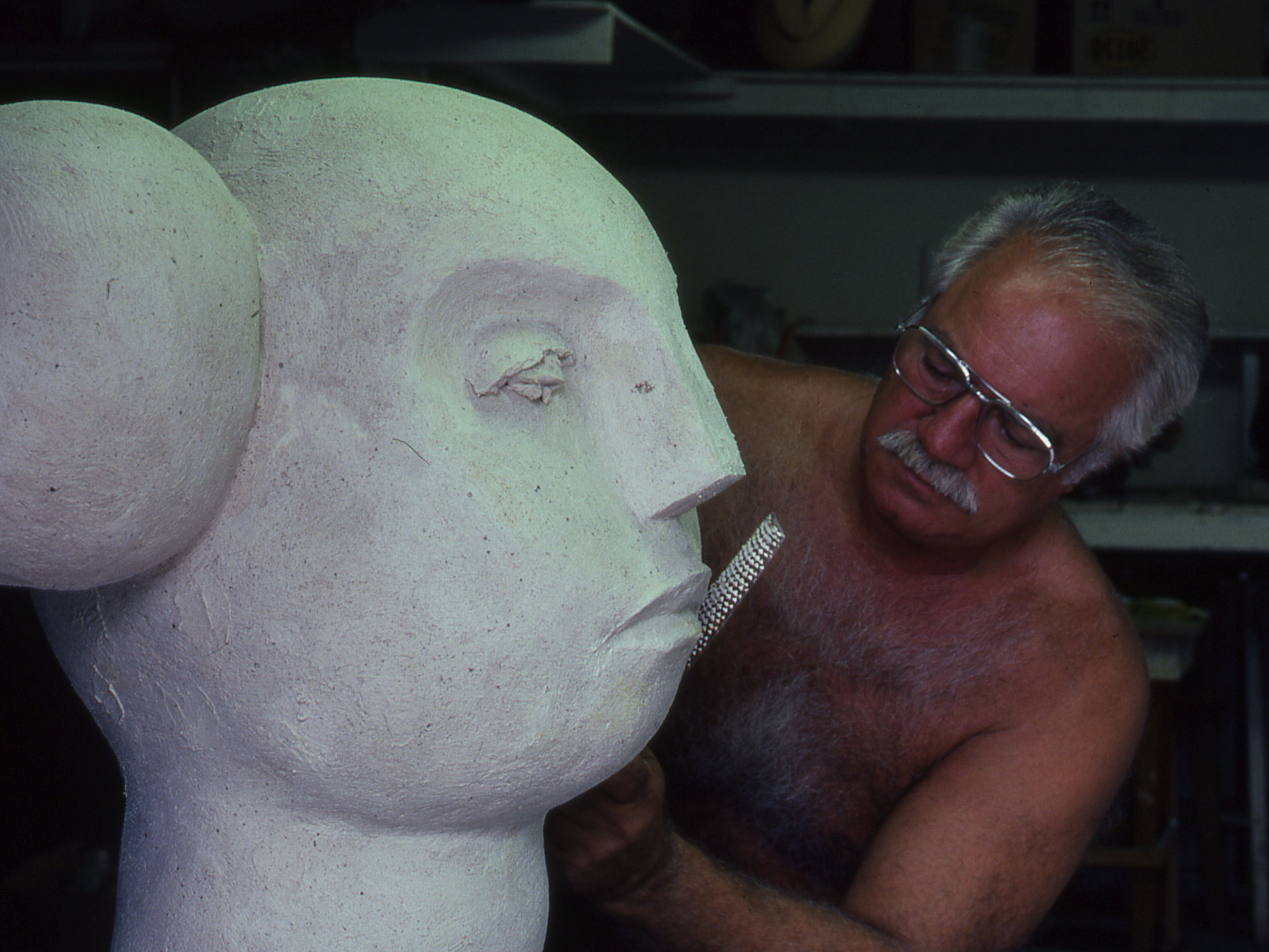  Angelo Jr often used foam to carve his ideas,  then  covered  it with a special stucco mix.  